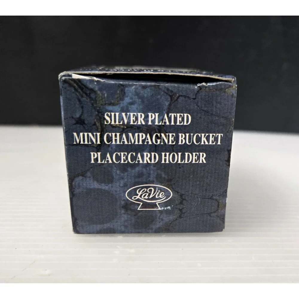 LaVie Silver Plate Mini Champagne Bucket Placecard Toothpick Holder NEW in Box
